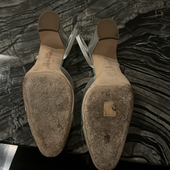 CHANEL Silver Slingback Heels with Holographic Cap Toe - Picture 8 of 8